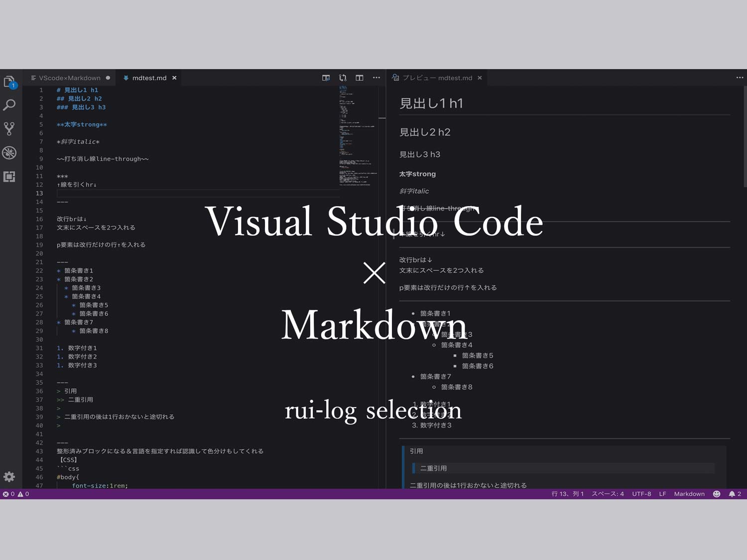 VisualStudioCodeでMarkdownを利用する